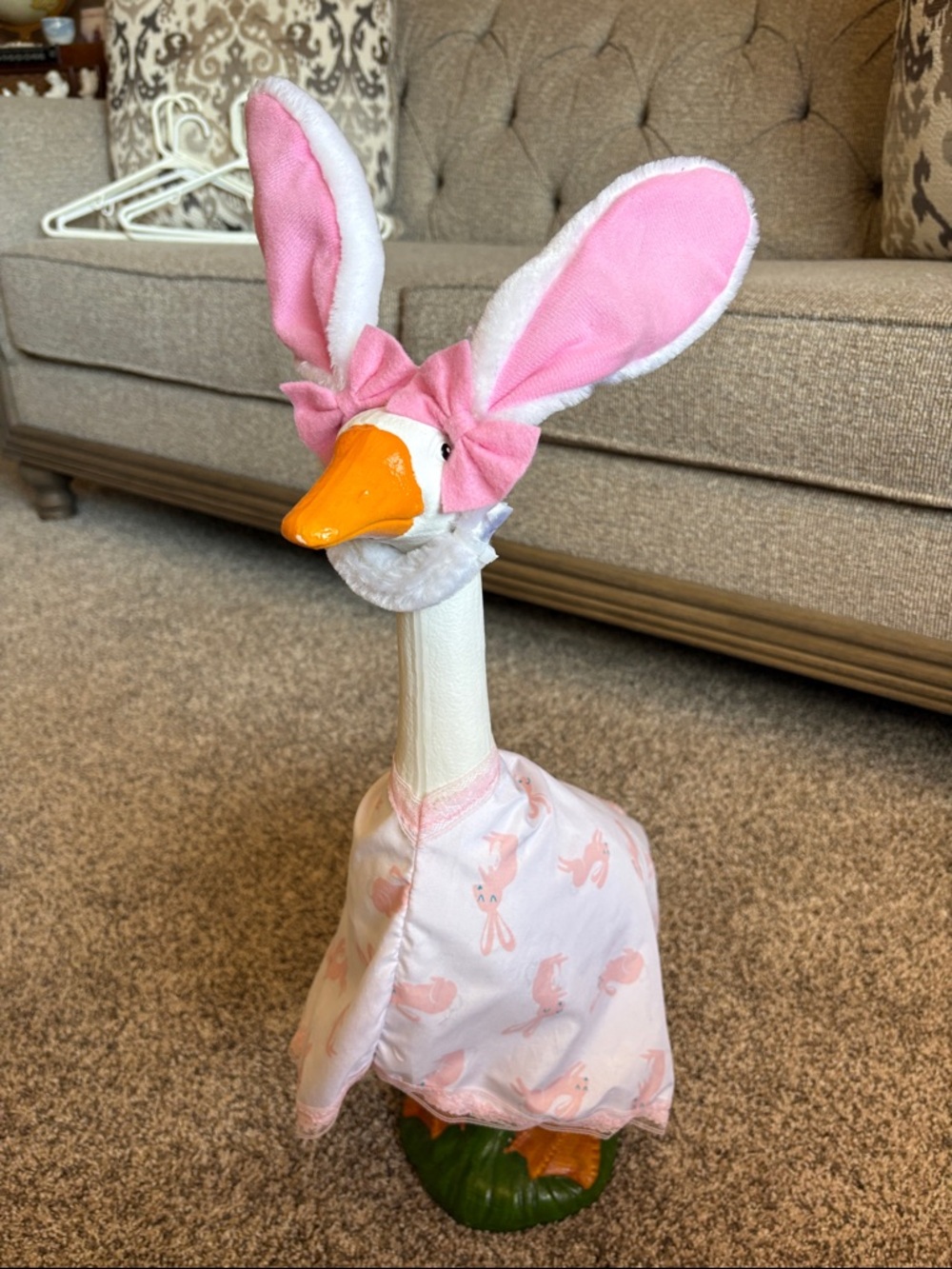 Porch goose dress with bunny ears